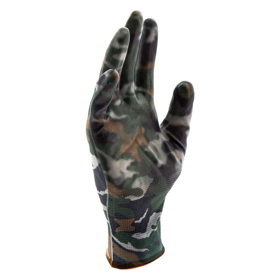 Перчатки садовые из полиэстера с нитрильным обливом, хаки, М Palisad (67858)