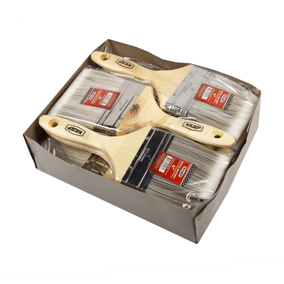 Кисть плоская "эксперт"  №4 /100 мм (12/96) искусств. щетина, дерев.ручка "кедр"  048-1540