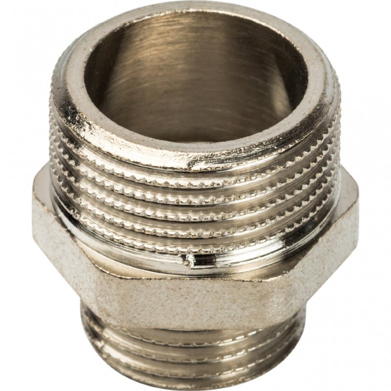 Ниппель переходной резьбовой НР 3/4" x 1/2" никель STOUT