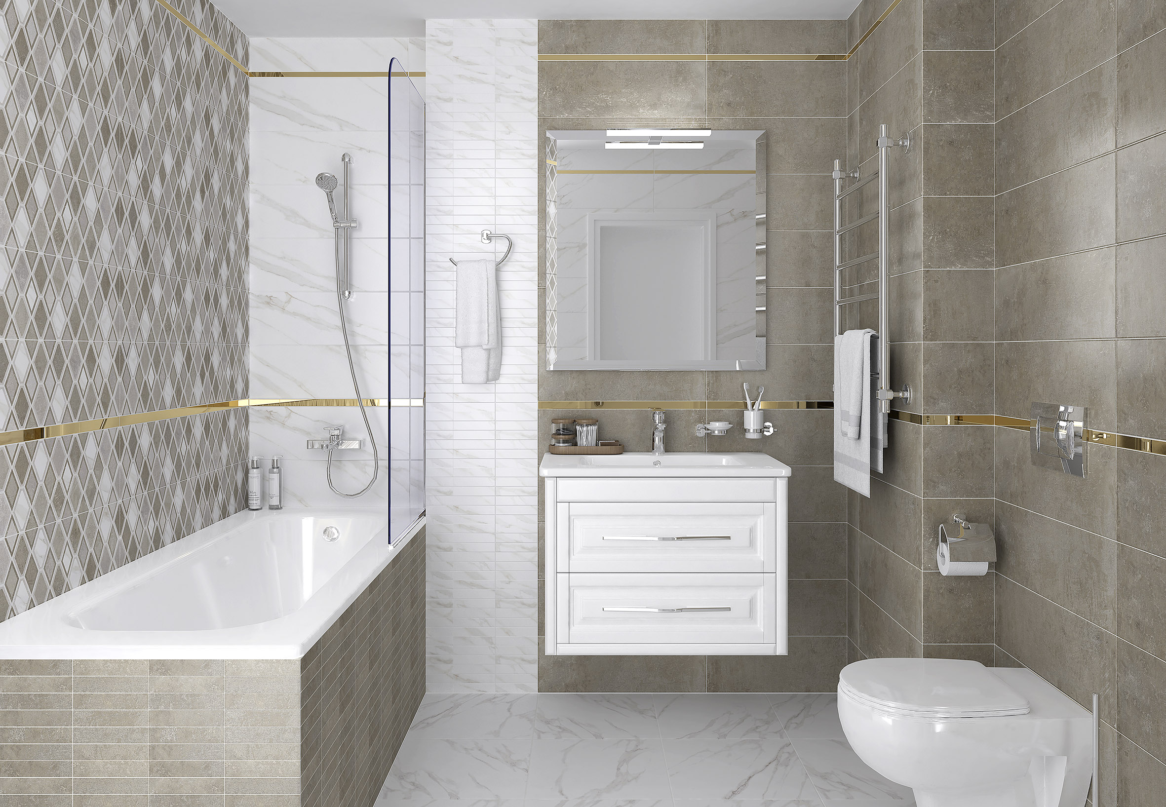 Arctic плитка настенная серый узор 17-00-06- 20x60