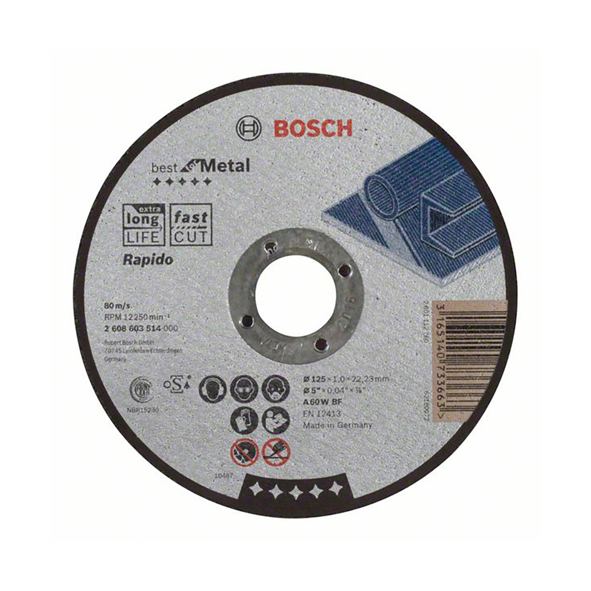 Круг отрезной по металлу "best for metal" 125 x 1,0 х 22,2 мм (1) "bosch" 2608603514