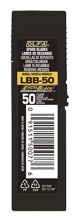 OLFA EXCEL BLACK, 18 мм, 50 шт, в боксе, сегментированные лезвия (OL-LBB-50)