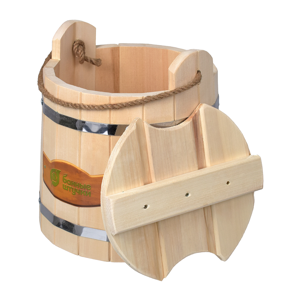 Ведро для бани и сауны "с легким паром"  9 л с крышкой, липа (1) "банные штучки" 31097