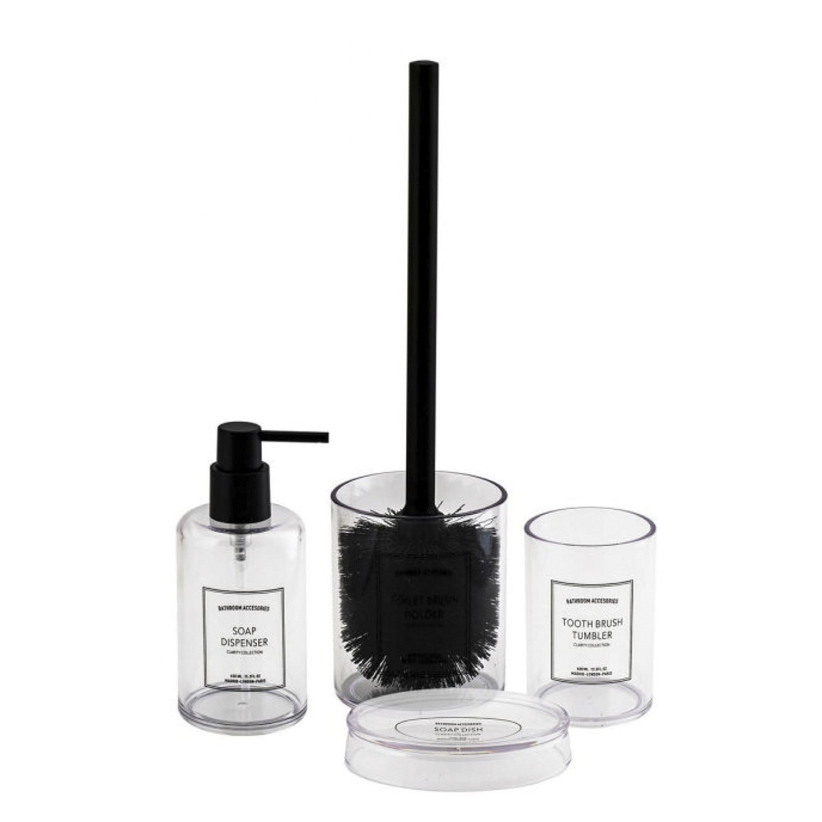Туалетный набор "clarity" ерш с подставкой, акрил (прозрачный) (1/6) "swensa" swp-1015trp-e