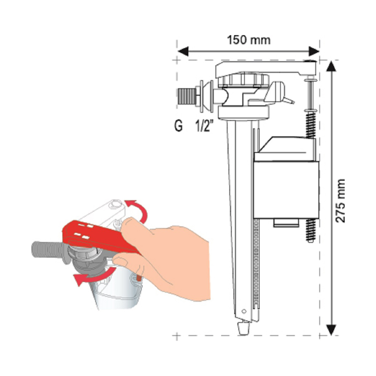 Клапан заливной "jollyfill" fl150l1 боковой 1/2" латунь (1/45) "wirquin"
