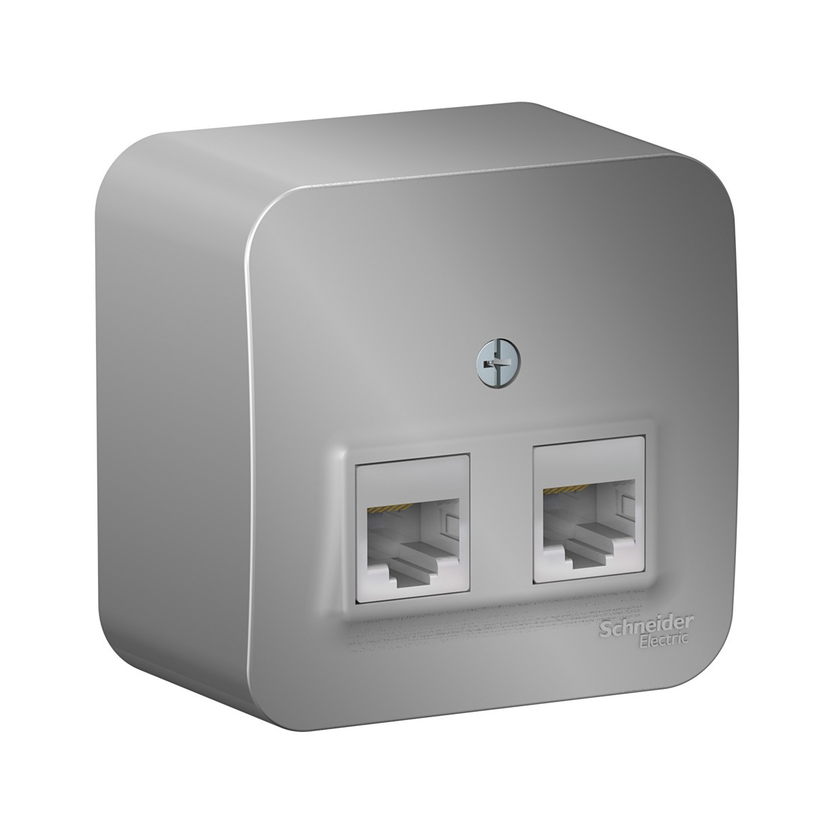 Розетка компьютерная открыт. уст. "blanca" 2-х местн. rj45, алюминий (1/12/24) "schneider"