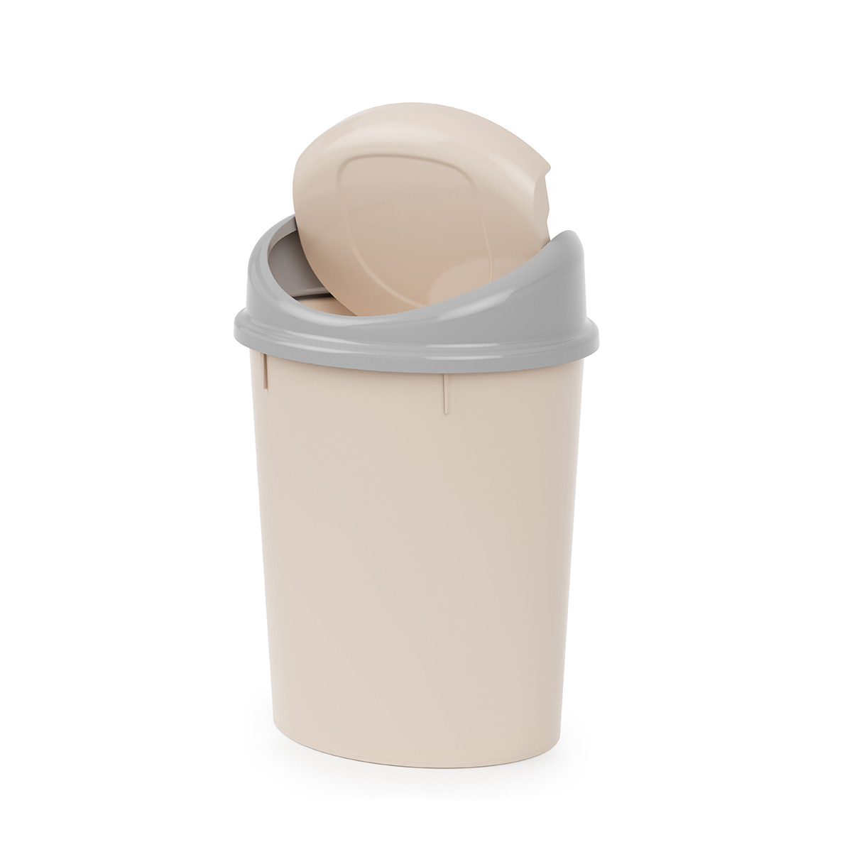 Контейнер для мусора  8 л овальный с плавающей крышкой (слон. кость) (1/5) "альтернатива" м4166