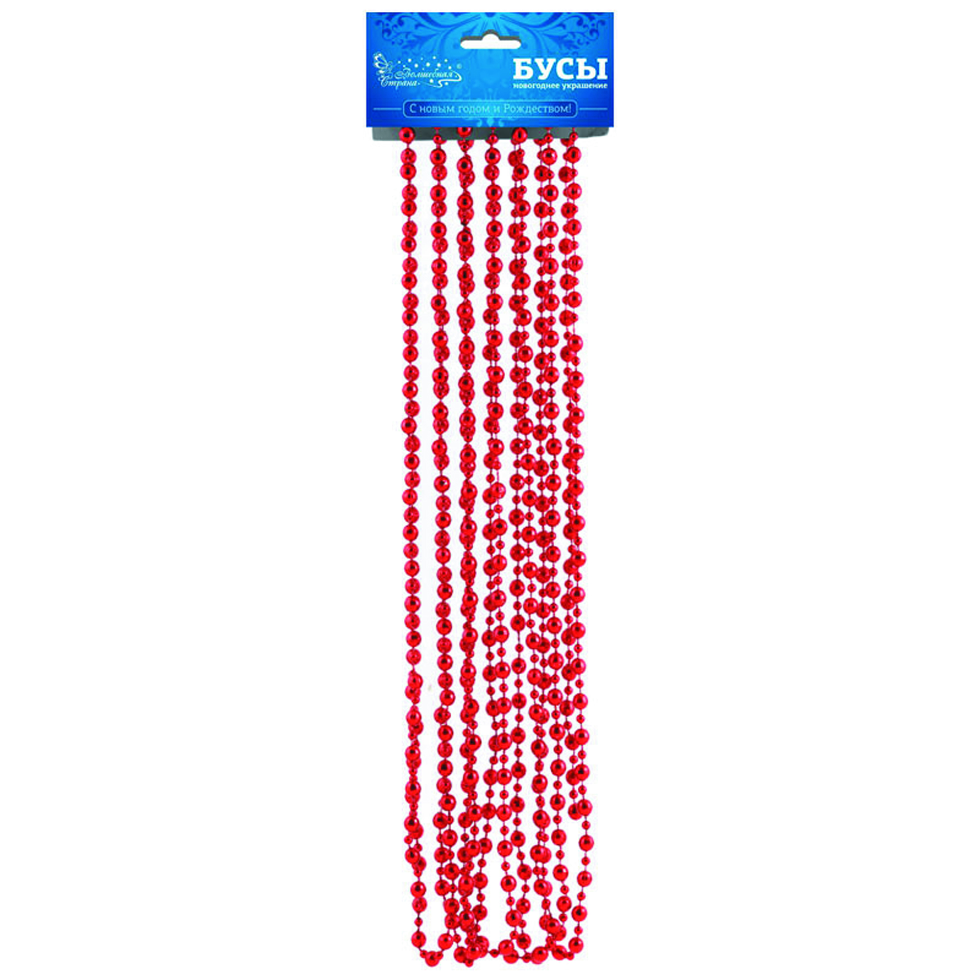 Бусы "элегант" 5,4 м, красный  (1/24/72) "волшебная страна"