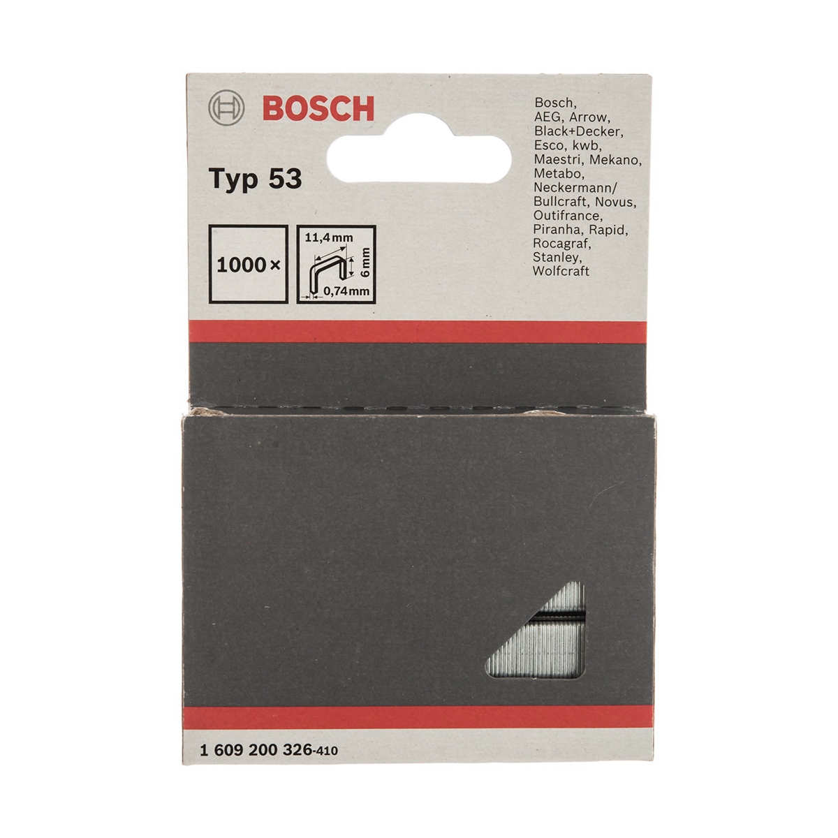 Скобы плоские тип 53   1000 шт.  6 мм (1) "bosch" 1609200326