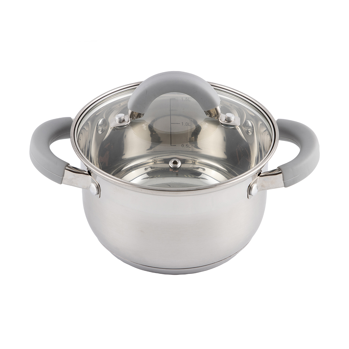 Кастрюля нержав. "felicità" 2 л стекл. крышка, 16*10 см (1/6) "mallony"