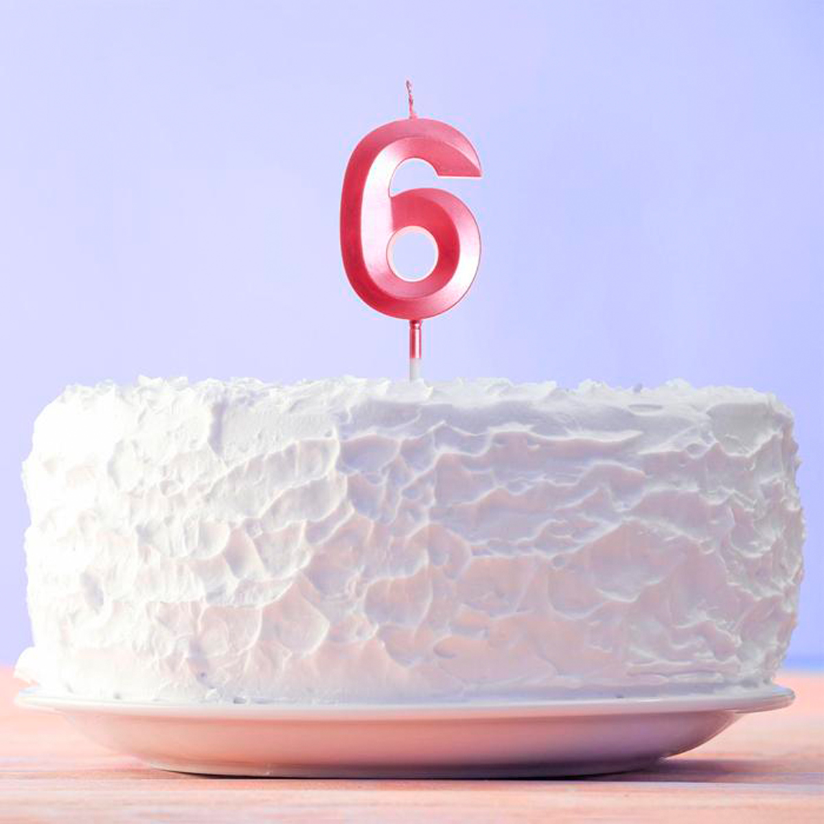 Свеча для торта цифра "6" 5*12 см розовая (1/600) "страна карнавалия" 5276878