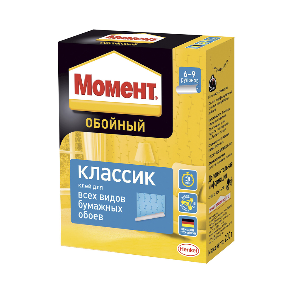 Клей обойный момент классик  200 г (1/24)  хенкель