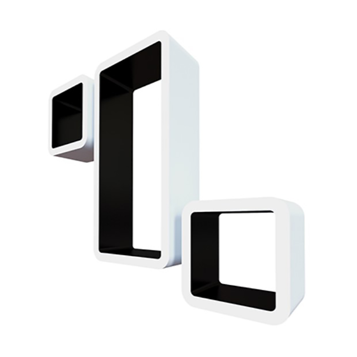 Комплект полок "рио" 42,5*21*10 см; 17*17*10 см; 17*17*10 см (белый/черный) "qwerty"