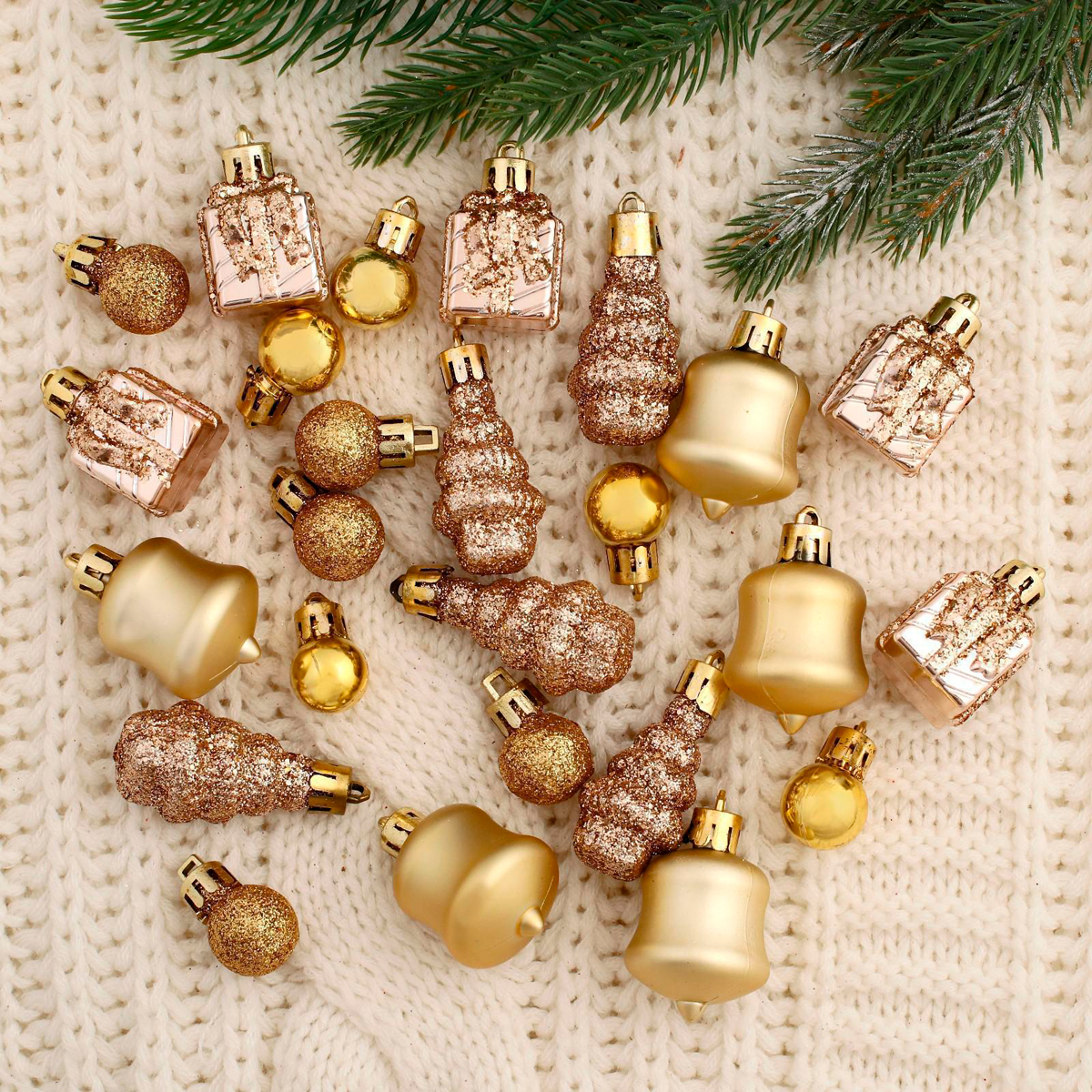 Набор елочных украшений 25 шт. "праздничное ассорти" 8*12*8 см золото 4962701