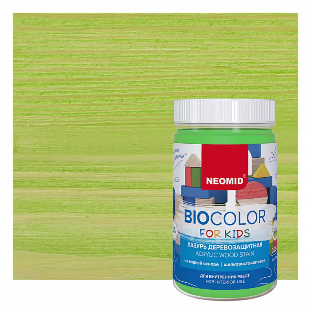 NEOMID BioColor For Kids лазурь деревозащитная, салатовый (2,5л)