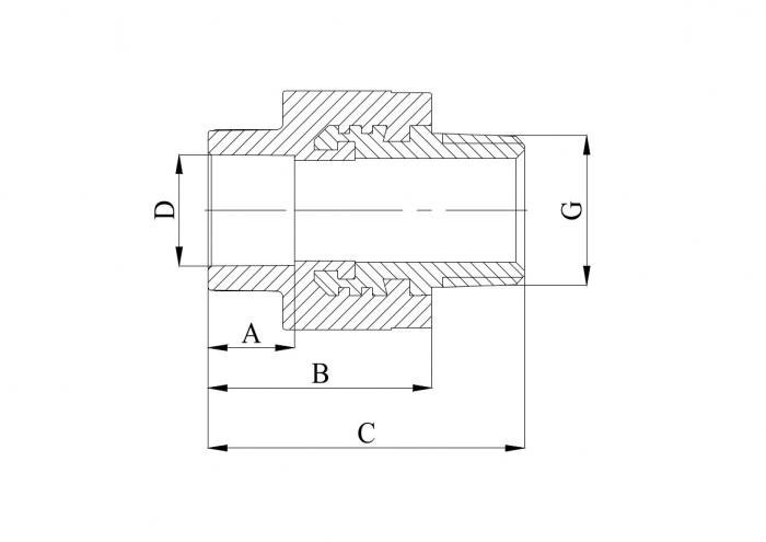 Муфта комбинированная 20 х 1/2" (НР) ПП (PP-R100) серая HEISSKRAFT