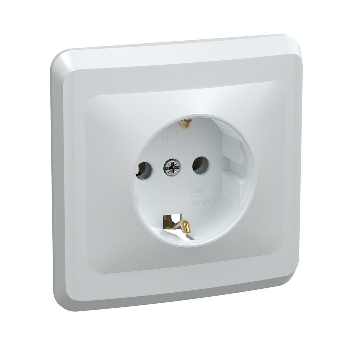 Розетка "вега" 1 местн. с заземл. рс10-3-вб, 16а, белый (1/50/200) "iek"
