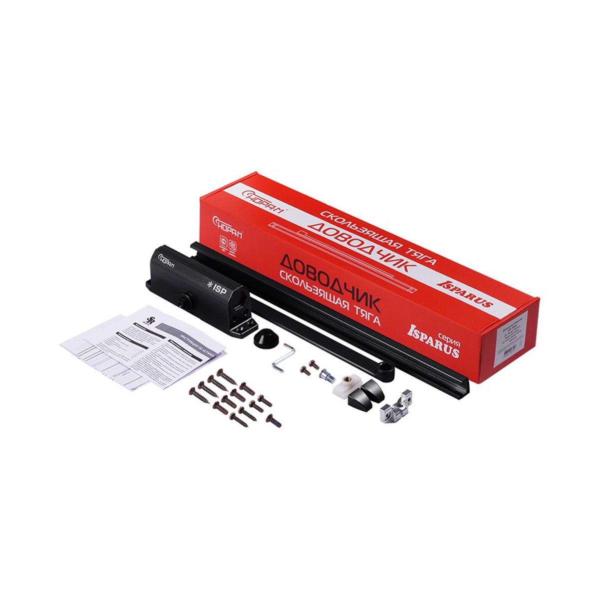 Доводчик дверной  430 isparus slider черный (масса двери 40-100 кг) (1/10) "нора-м"