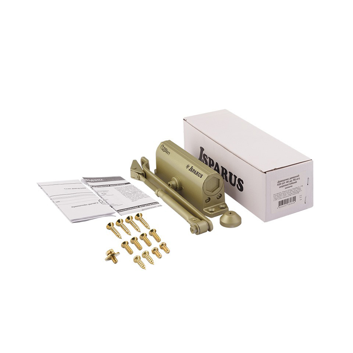 Доводчик дверной  420 isparus золото (масса двери 40-90 кг) (1/10) "нора-м"