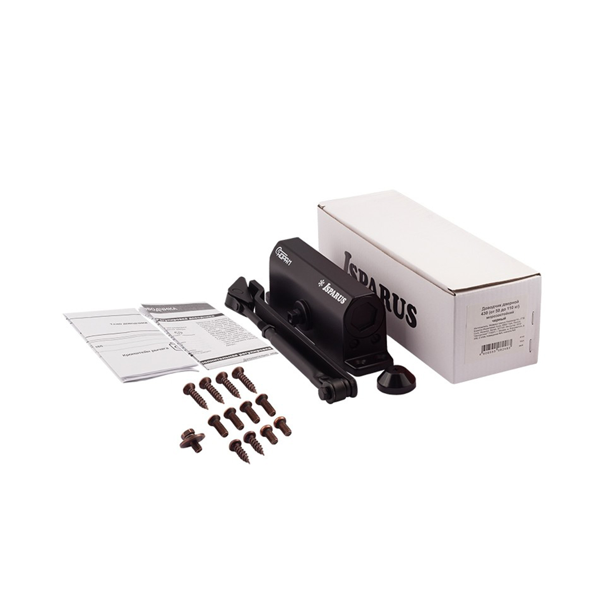 Доводчик дверной  430 isparus черный (масса двери 50-110 кг) (1/10) "нора-м"