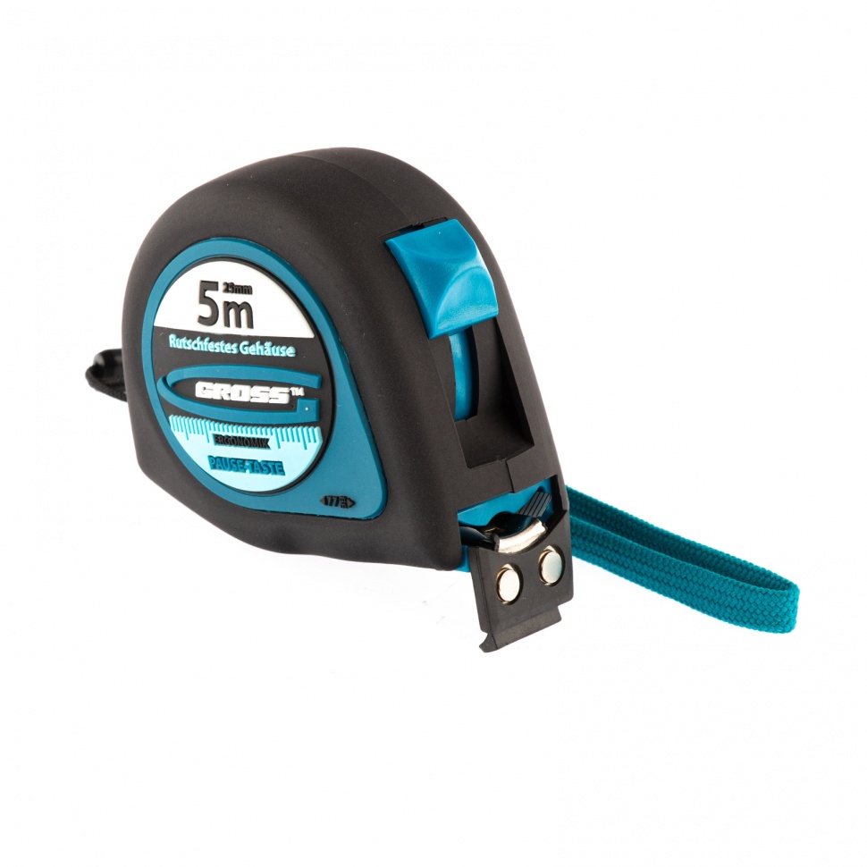 Рулетка "Ergonomisch", 5 м x 25 мм, магнитный обрезиненный зацеп Gross (31103)