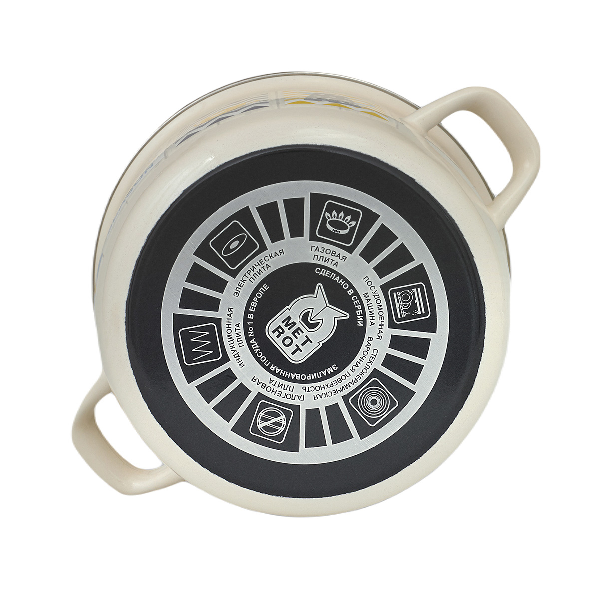 Кастрюля эмалиров. "кантри" 3 л, 18 см стекл. крышка (1/6) "metrot"