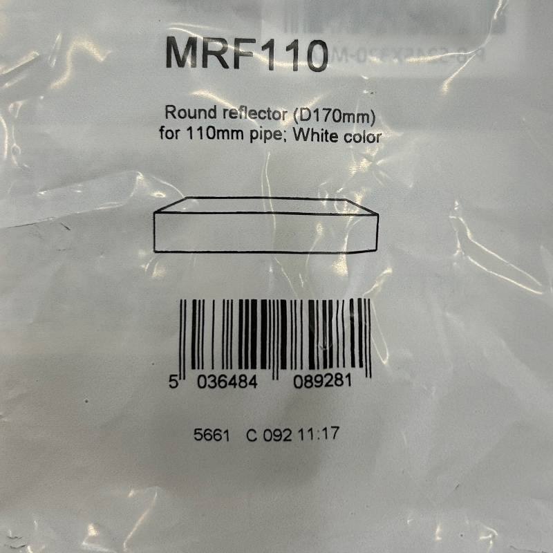 Отражатель McALPINE круглый D=170 мм под 110 мм трубу, белый