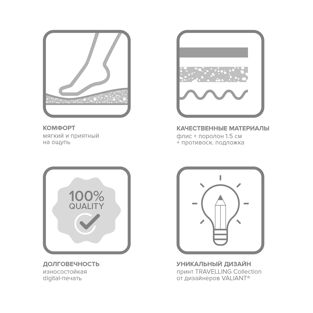 Коврик для ванной "travelling" 50*80 см (1/20) "valiant" tc-p-58