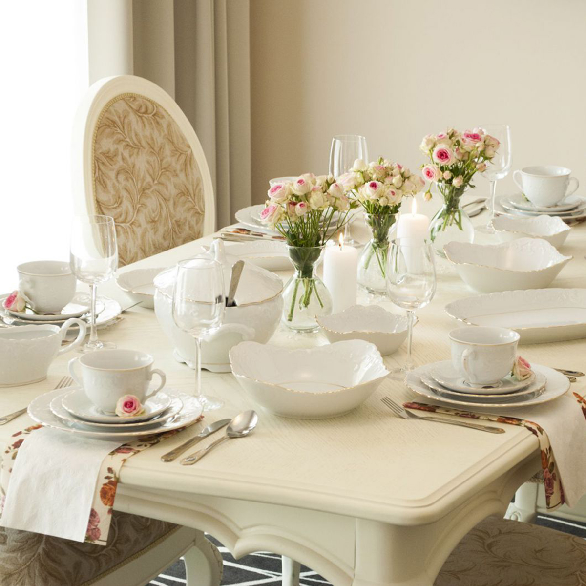 Салатник "rococo" золотая кайма 24*24 см (1/6/36) "cmielow" omdz21-рококо-14