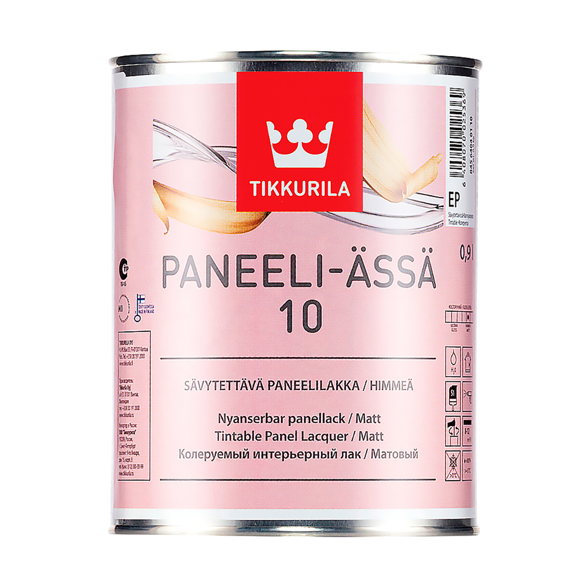 Панели-ясся -10  матов.  0,9 л (1/3) лак акрилатн. для дерева "тиккурила"