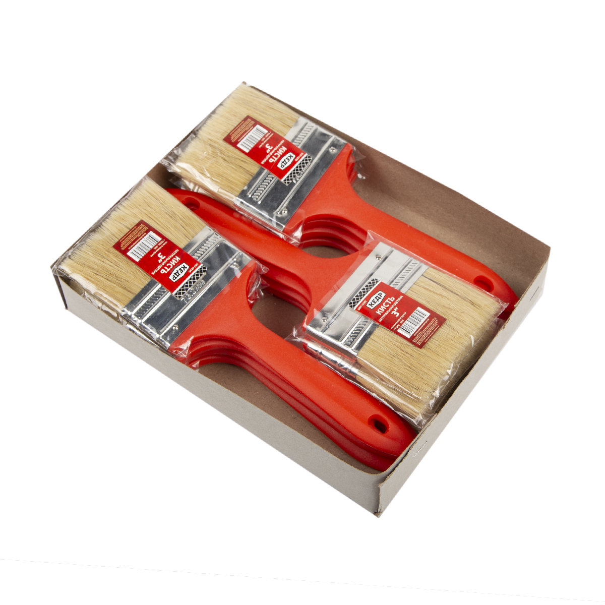 Кисть плоская №3 /75 мм  (12/360) натур.щетина, пласт.ручка "кедр"  007-4230