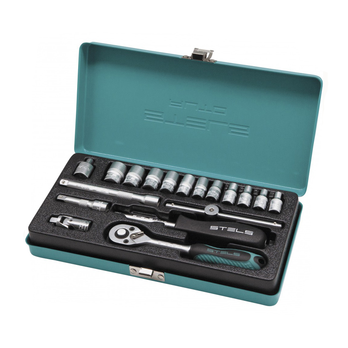 Головки торцевые с трещоткой 1/4" (набор 18 предм.) (1/20) "stels"