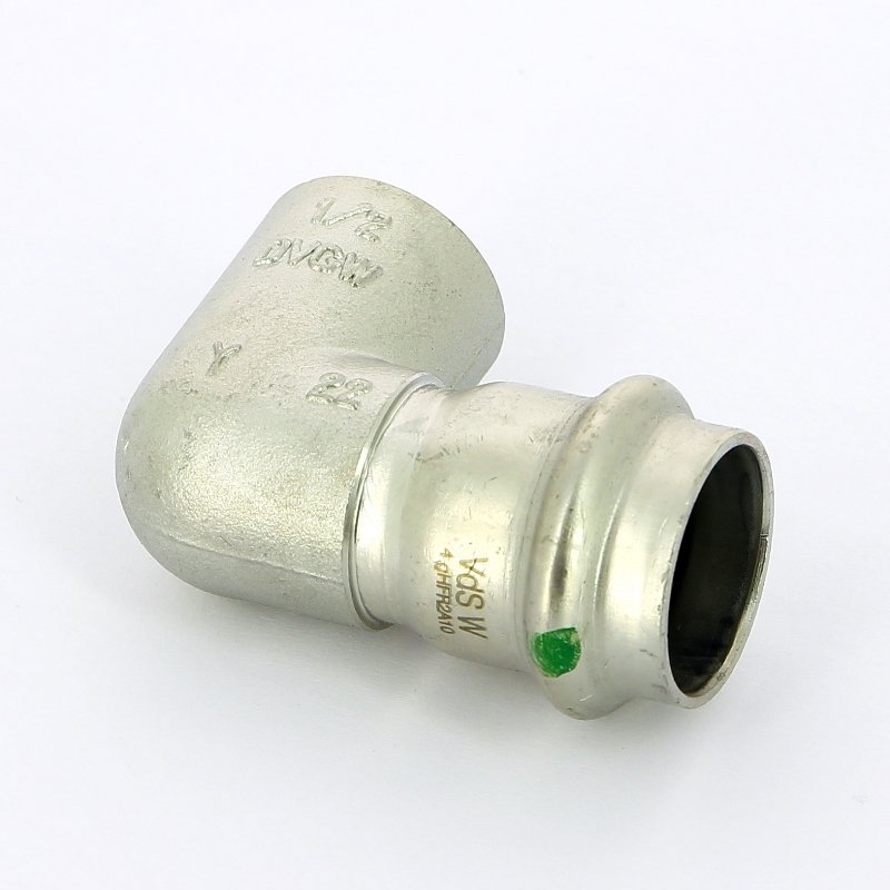 Угол пресс-В компактный 22x1/2" нержавеющая сталь Sanpress Inox VIEGA