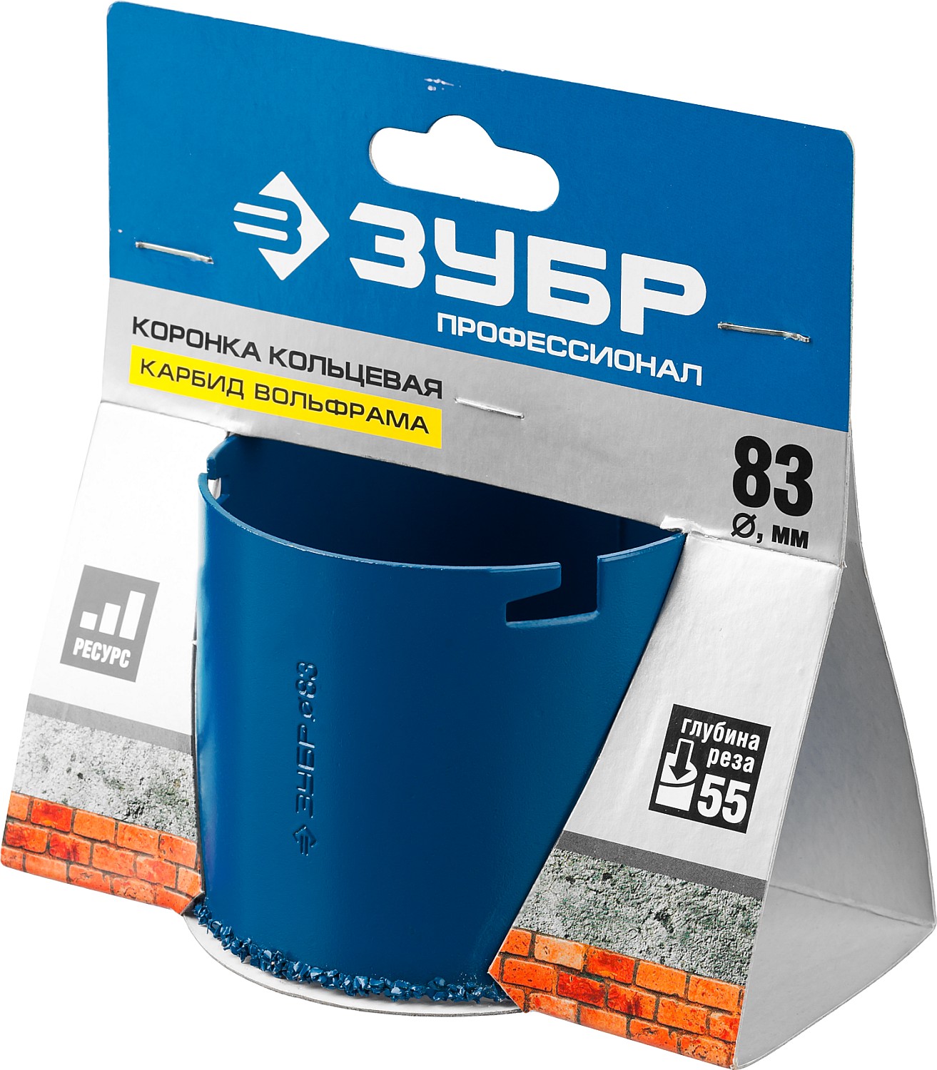 ЗУБР 83 мм, L 55 мм, карбид вольфрама, коронка кольцевая, Профессионал (33350-83)