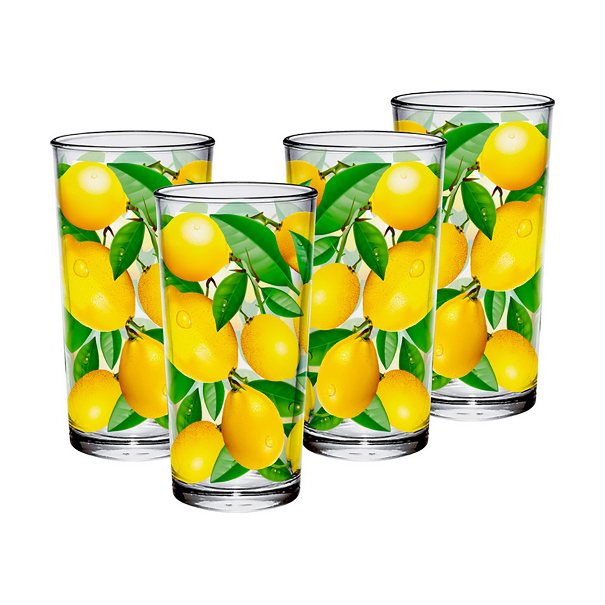 Стакан "лимоны" 300 мл (набор 4 шт.) (1/6) "декостек"