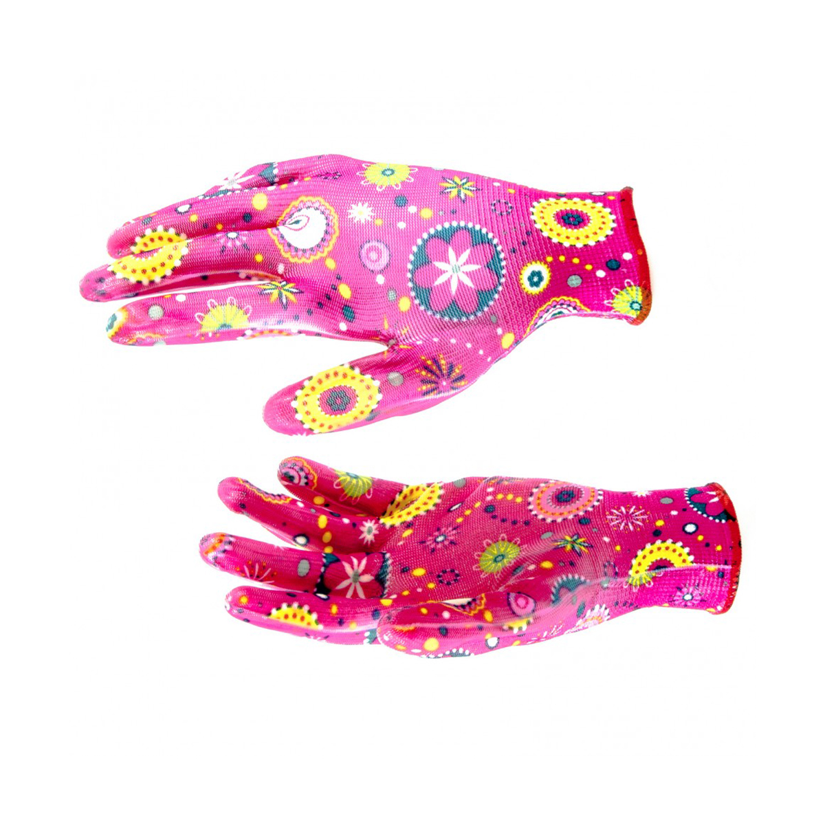 Перчатки садовые полиэстер с нитрил. обливом размер m (красные) (1/12/120) "palisad"