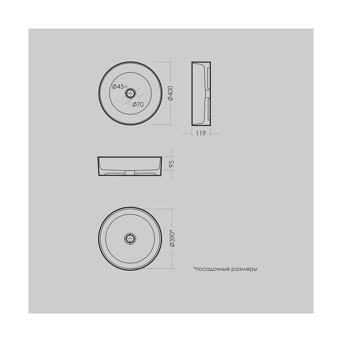 Раковина накладная "best slim" уп белая "sanita luxe"  wb.ct/best/40-n.slim/wht.g/s1