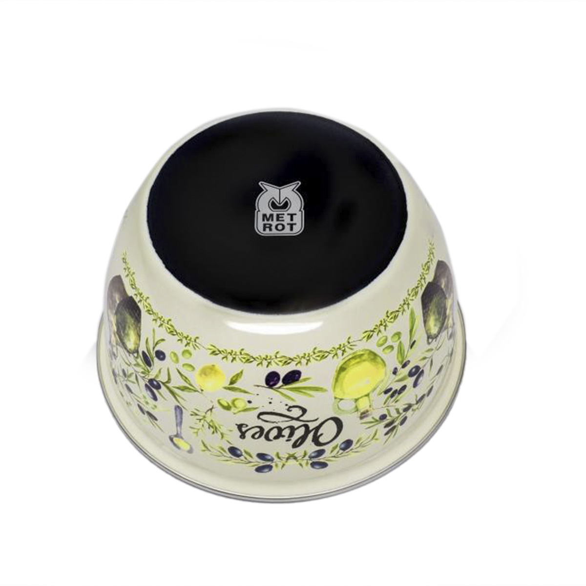 Миска эмалиров. "олива" 2,45 л, 18 см пласт. крышка (1/4) "metrot"