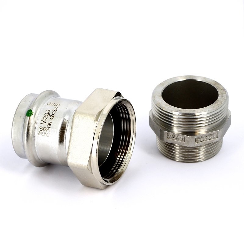 Муфта пресс-Н разъёмная 35x1"1/4 с плоской прокладкой нержавеющая сталь Sanpress Inox VIEGA