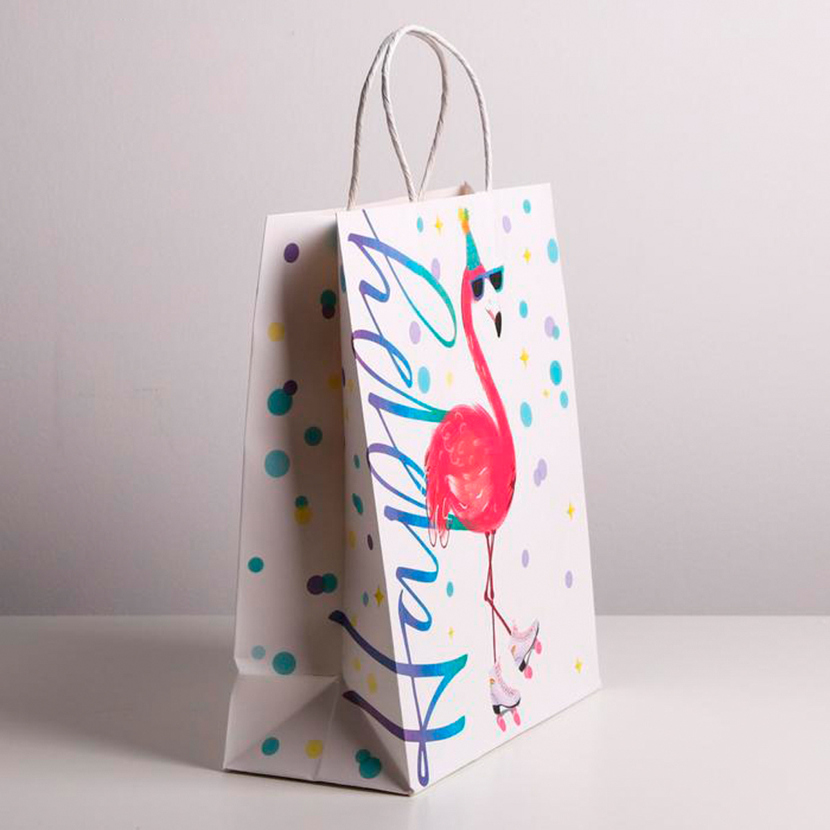 Пакет подарочный крафтовый "happy" 26*30*11,5 см (1/6/240) "дарите счастье" 4783327