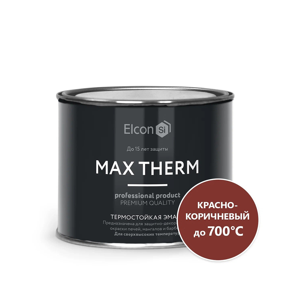 Эмаль термостойкая "max therm" красно-коричневая (до 700ºс) 0,4 кг (1/24) "elcon"