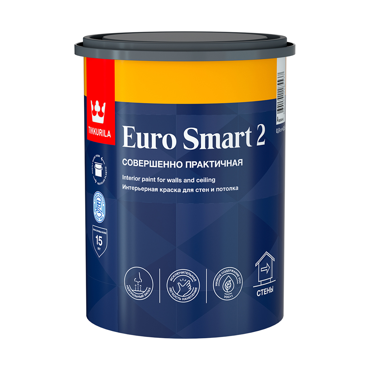 Краска "euro smart-2"  0,9 л (1/6)  интерьерная "тиккурила"