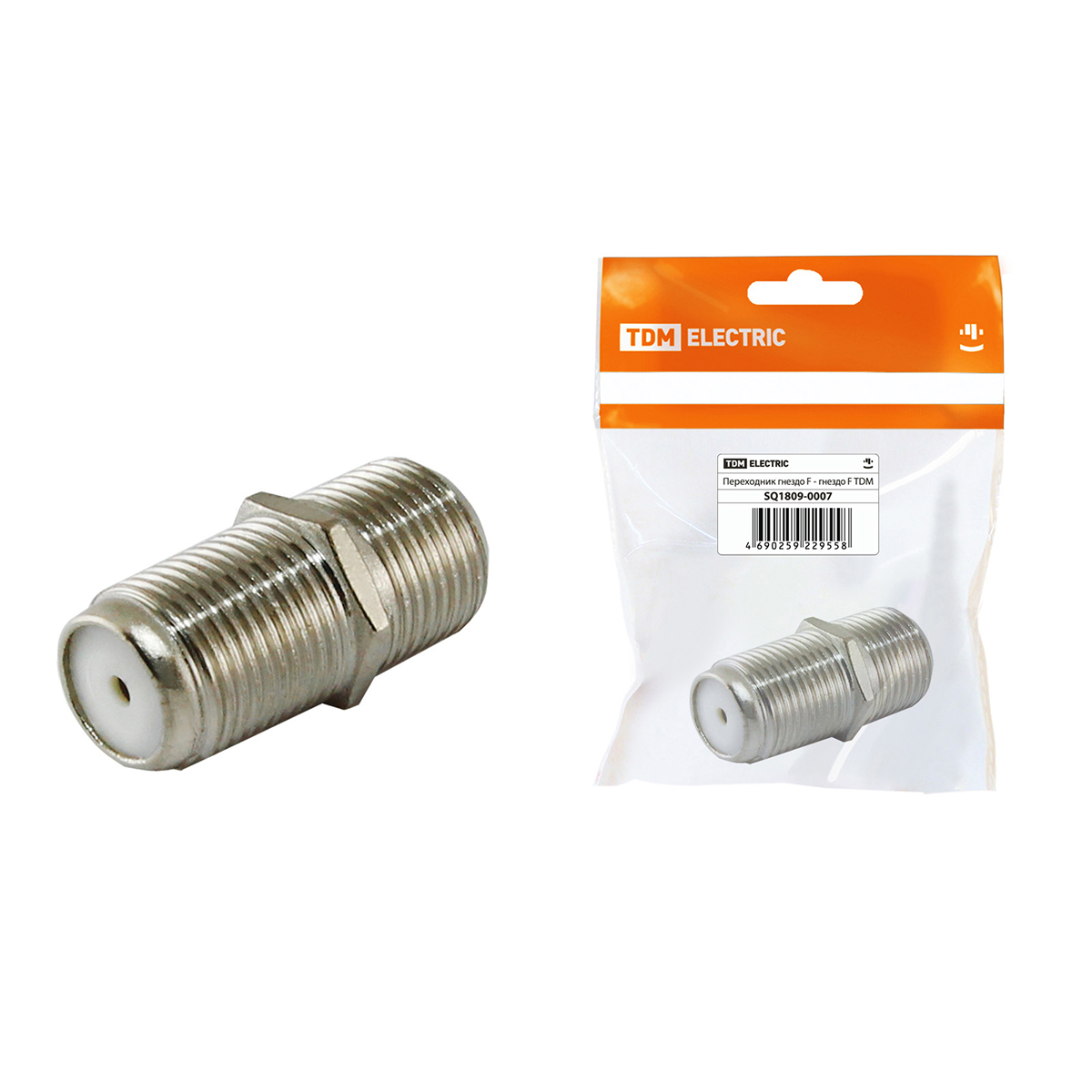Переходник для tv гнездо f - гнездо f (1/100/2500) tdm sq1809-0007