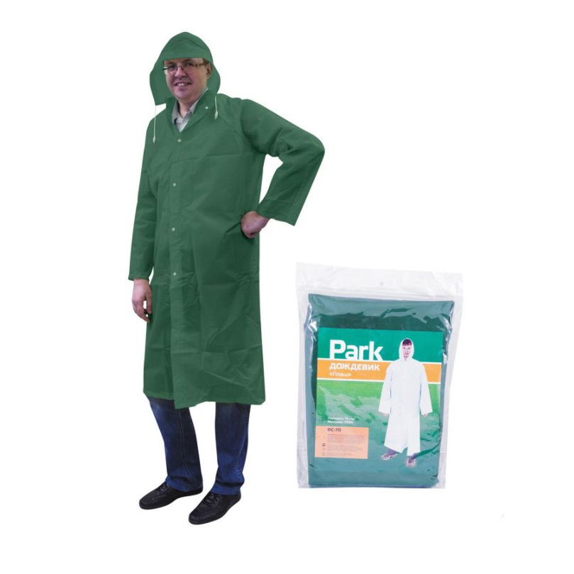 Плащ-дождевик rc-70 140*145 cm (материал peva) зеленый (1/10/30) "park"