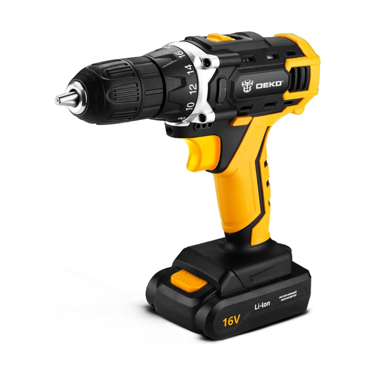 Дрель-шуруповерт аккум. dkcd16fu-li с набором инструментов 63 предм., 2 аккум. "deko" 063-4099