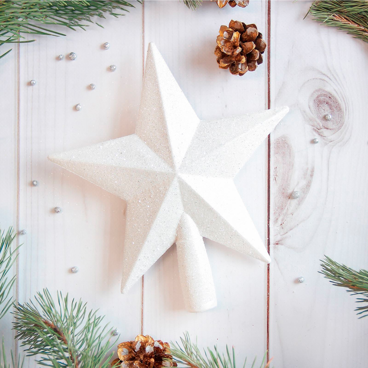 Верхушка на елку "звезда" млечный путь 22*22 см, белый "зимнее волшебство" 2371323