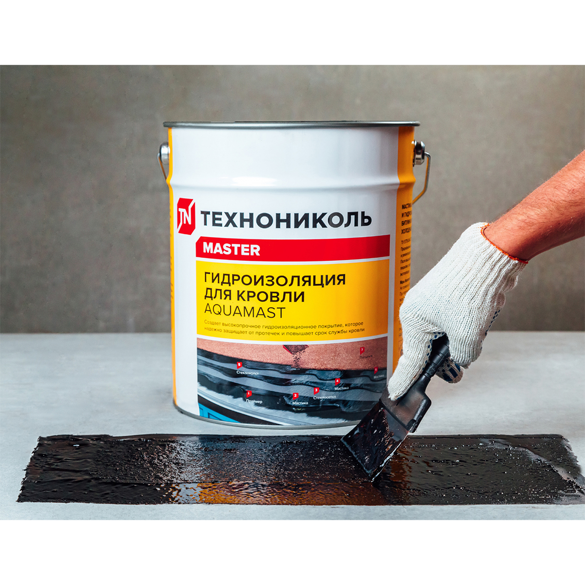 Мастика резино-битумная "aquamast" для кровли 10 кг (1) "технониколь"