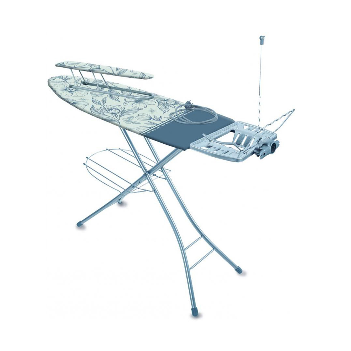 Доска гладильная "эльза де люкс" элт/1 (с серыми цветами) 122 х 40 см (1/3)  металл тефлон "ника"