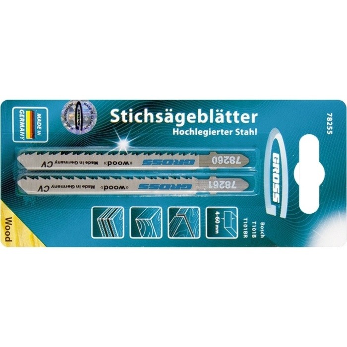 Набор полотен для электролобзика по дереву, 2 шт, (T101B+T101BR) Gross (78255)
