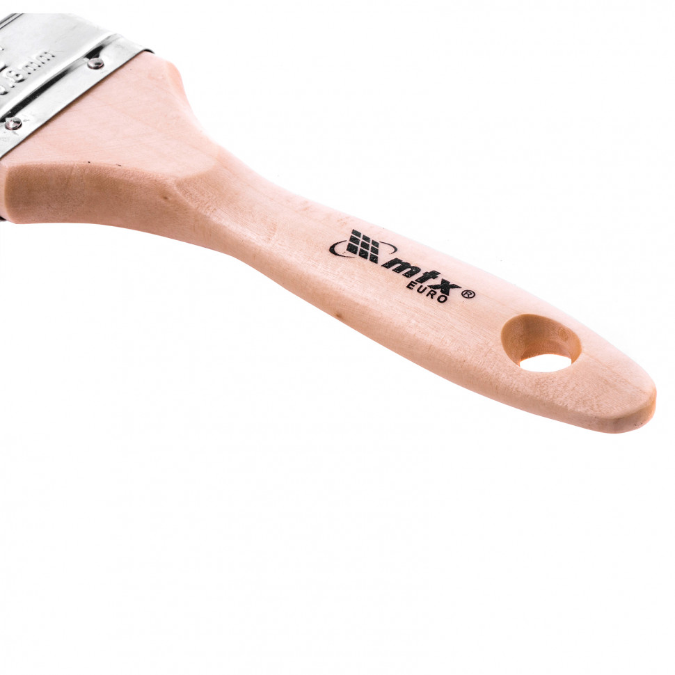 Кисть плоская "Евро" 2.5", натуральная щетина, деревянная ручка MTX (83054)